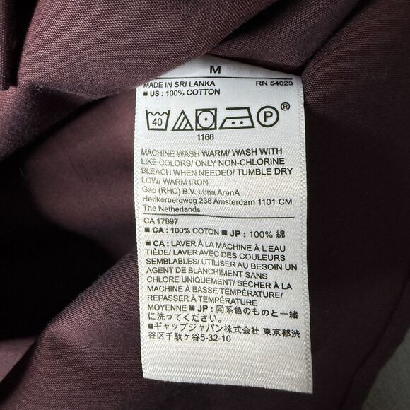 BANANA REPUBLIC Button Up Medium LS Burgundy Untucked Fit Cotton Non Iron NWT - Picture 10 of 10